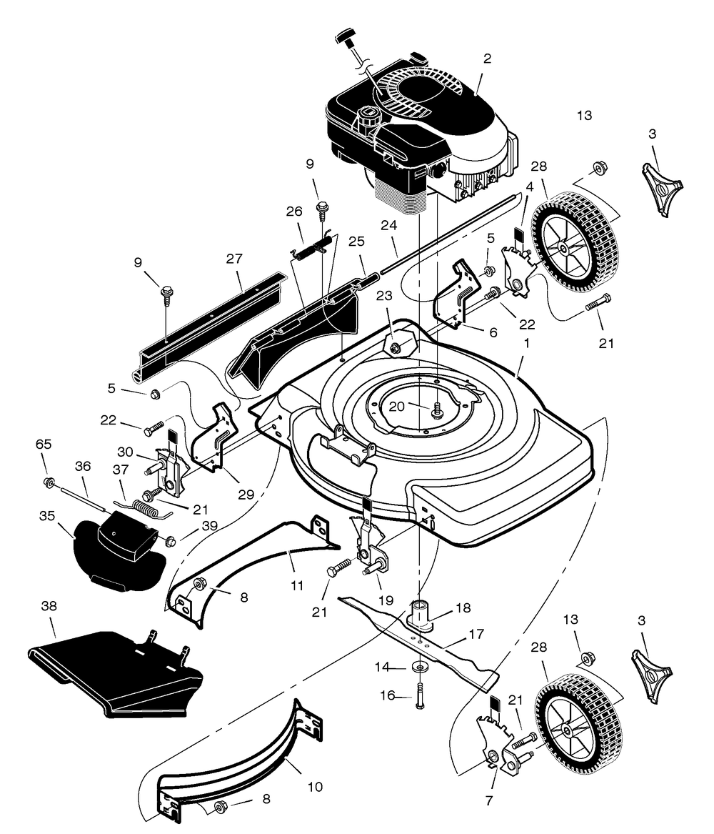 Mower Housing Assembly Diagram and Parts List for 222310X83A 2005 Briggs and Stratton Lawn Mower